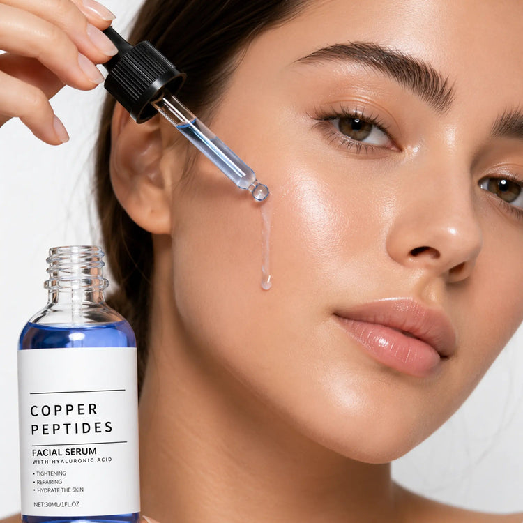 Eelhoe Copper Peptide Face Serum in a sleek bottle, showcasing a nourishing skincare product for youthful skin.