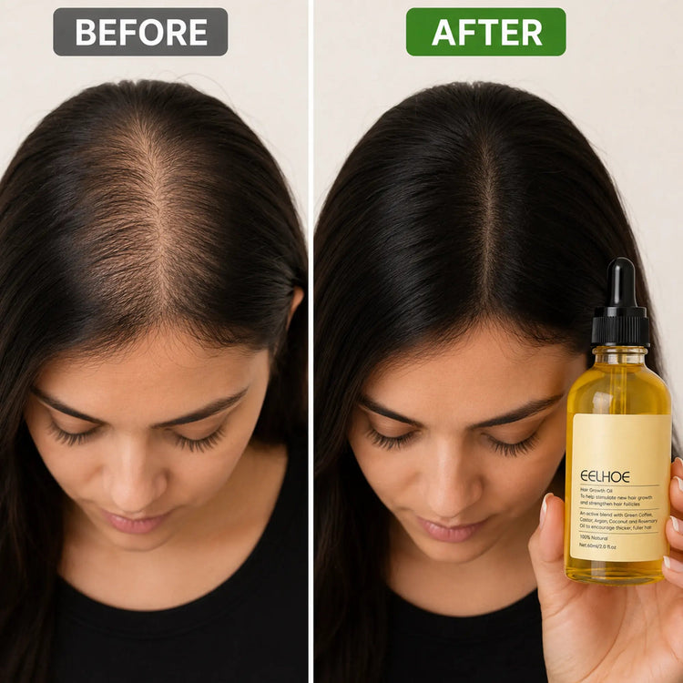 Eelhoe Rosemary Hair Oil bottle with rosemary sprigs, promoting hair growth and healthy hair care.